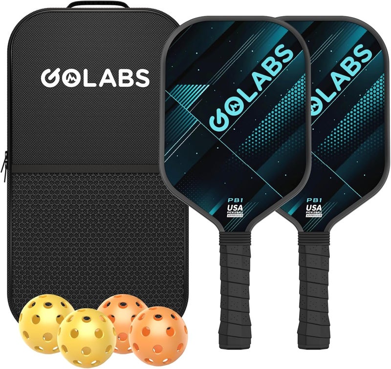 GOLABS PB1 Pickleball Paddles Set of 2, Durable Fiberglass Surface& 16mm STR-Core Power Polymer Core, USAPA Approved, 8oz Lightweight & Comfort Anti-Slip Elongated Grip for Increased Power and Spin - Image 1